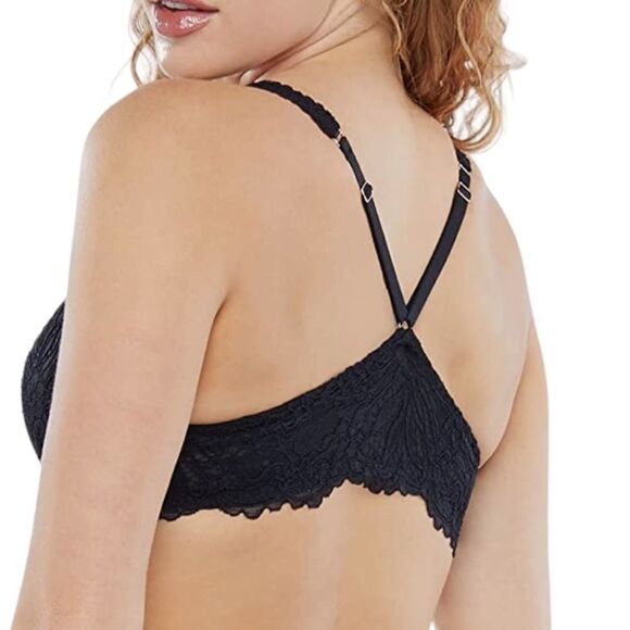 Savage X Fenty black Romantic Corded Lace Front-Closure Push Up Bra size 40DD - Picture 3 of 11